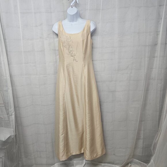 Vintage Talbots Dress Cream Beaded Silky Sleeveless Formal Wedding 6P - Picture 1 of 14